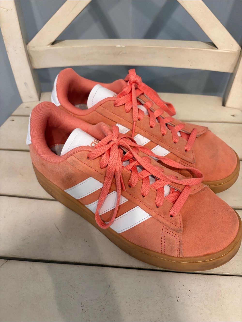 adidas Coral Suede Sneakers with White Three Stripes